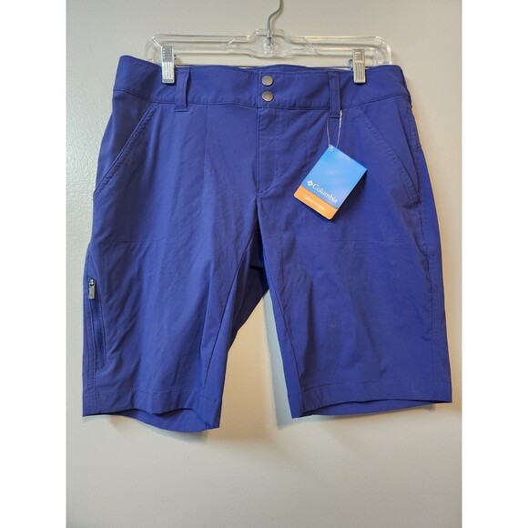 NWT Columbia Woman's Omni Shade Hiking Shorts Size 10 Blue Athletic Fit - Picture 1 of 10